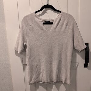 Alfani Heathered Gray Shimmery Short Sleeve Top Size Large